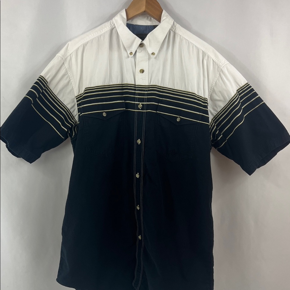 Roper Country Ranch‎ Black and White Striped Rodeo Men's Shirt Size XL